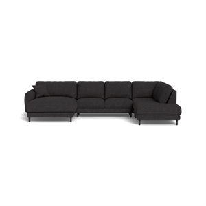 MAINE U-SOFA - 6033 DARK GREY STOF - MÅL: 186 X 372 X 234 CM. 
